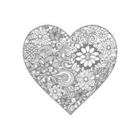 Flower with frame in shape of heart. decoration in ethnic oriental vector