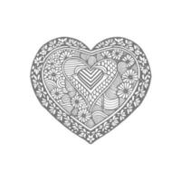 Flower with frame in shape of heart. decoration in ethnic oriental, vector