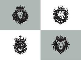 Aggressive and minimal Lion Icons set lion logos vectors template design