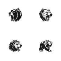 aggressive panda style. Vector illustration panda logo icons set