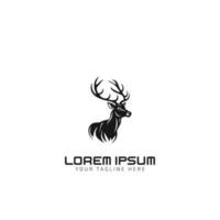 deer with horns minimal logo silhouette icon on white background vector