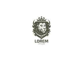 lion luxury logo icon template, elegant lion logo design illustration, lion head with crown logo vector