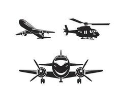 avión y helicóptero logo íconos vector conjunto