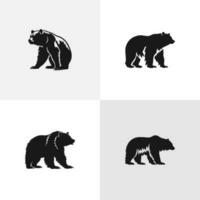 Graphical set of bears on black, grizzly bear and panda vector elements. Bears for printing, typography ,design,tattoo and logo