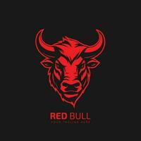 rojo toro logo icono diseño en oscuro antecedentes vector