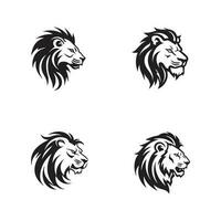 Aggressive and minimal Lion Icons set lion logos template vector