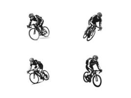 Bicycle logo set vector icon design man riding cycle