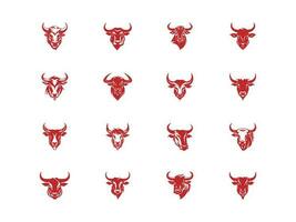 Bull Logo Icon Set. Premium Vector Design Illustration. Red Bull logo set