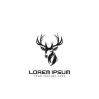 deer with horns minimal logo silhouette vector icon