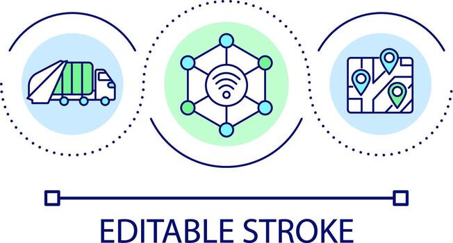 inalámbrico red en urbano infraestructura lazo concepto icono. ciudad servicios coordinación. navegación resumen idea Delgado línea ilustración. aislado contorno dibujo. editable carrera vector