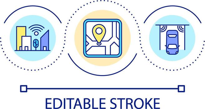 virtual navegación suministros lazo concepto icono. inalámbrico conexión a red. tecnología de comodidad resumen idea Delgado línea ilustración. aislado contorno dibujo. editable carrera vector