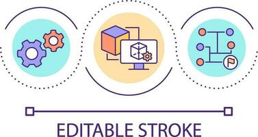 Software for engineers loop concept icon. Digital projects development. Technology integration abstract idea thin line illustration. Isolated outline drawing. Editable stroke vector