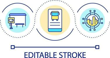 público transporte calendario en línea lazo concepto icono. ruta mejoramiento. digital sistema resumen idea Delgado línea ilustración. aislado contorno dibujo. editable carrera vector