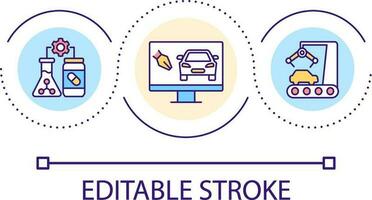 Chemical and car production industries loop concept icon. Scientific research. Technology abstract idea thin line illustration. Isolated outline drawing. Editable stroke vector