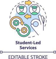 Student-led services concept icon. Where to get help abstract idea thin line illustration. Personal development. Isolated outline drawing. Editable stroke vector