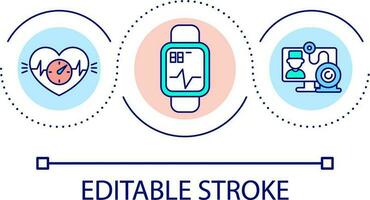 Personal healthcare device loop concept icon. Digital patient monitoring. Medical data collecting abstract idea thin line illustration. Isolated outline drawing. Editable stroke vector