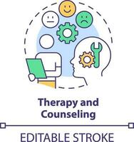 Therapy and counseling concept icon. Help with mental illness abstract idea thin line illustration. Emotional wellness. Isolated outline drawing. Editable stroke vector