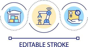 Digitalization of industrial processes loop concept icon. Automated technology at plant abstract idea thin line illustration. Isolated outline drawing. Editable stroke vector