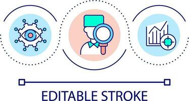 Medical data analyzing loop concept icon. Systematization and research of information. Healthcare abstract idea thin line illustration. Isolated outline drawing. Editable stroke vector