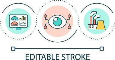 Digital control of air pollution loop concept icon. Reduce dangerous emissions. Environment abstract idea thin line illustration. Isolated outline drawing. Editable stroke vector