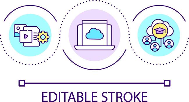 Cloud data storage loop concept icon. Access to e learning. Digital information service abstract idea thin line illustration. Isolated outline drawing. Editable stroke vector