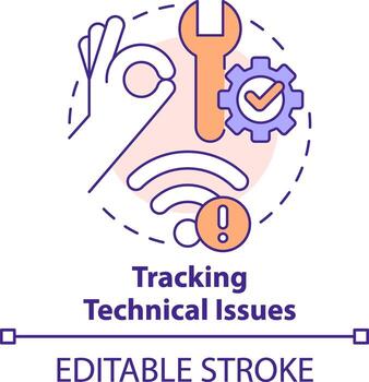 Tracking technical issues concept icon. E-learning stress abstract idea thin line illustration. Stabilize network signal. Isolated outline drawing. Editable stroke vector