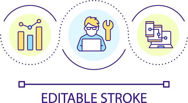 software desarrollador lazo concepto icono. negocio analista trabajo. profesional programa desarrollador resumen idea Delgado línea ilustración. aislado contorno dibujo. editable carrera vector