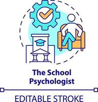 School psychologist concept icon. Who should participate in student mental health abstract idea thin line illustration. Isolated outline drawing. Editable stroke vector