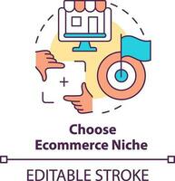 Choose ecommerce niche concept icon. Starting ecommerce business step abstract idea thin line illustration. Isolated outline drawing. Editable stroke vector