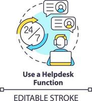 Use helpdesk function concept icon. Customer support. Online store management tip abstract idea thin line illustration. Isolated outline drawing. Editable stroke vector