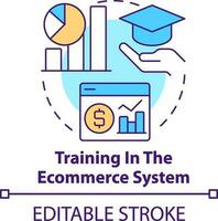 Training in ecommerce system concept icon. Online shop management service abstract idea thin line illustration. Isolated outline drawing. Editable stroke vector