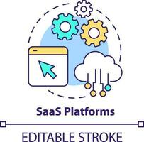 SaaS platforms concept icon. Software as service. Type of ecommerce platform abstract idea thin line illustration. Isolated outline drawing. Editable stroke vector
