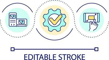 Website adaptability loop concept icon. Responsive web design. Screen size flexibility abstract idea thin line illustration. Isolated outline drawing. Editable stroke vector