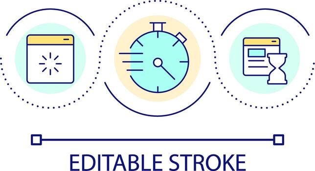 Web page loading time loop concept icon. Internet connection speed. Download and upload time abstract idea thin line illustration. Isolated outline drawing. Editable stroke vector