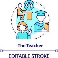 Teacher concept icon. Responsibility for student mental health abstract idea thin line illustration. Analyze problems. Isolated outline drawing. Editable stroke vector