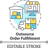 Outsource order fulfillment concept icon. Drop shipping. Online store management tip abstract idea thin line illustration. Isolated outline drawing. Editable stroke vector