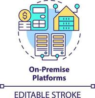 On premise platforms concept icon. Online commerce. Type of ecommerce platform abstract idea thin line illustration. Isolated outline drawing. Editable stroke vector