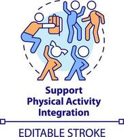 Support physical activity integration concept icon. School leaders preparedness abstract idea thin line illustration. Isolated outline drawing. Editable stroke vector