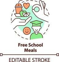 Free school meals concept icon. Increase school lunch participation abstract idea thin line illustration. State funding. Isolated outline drawing. Editable stroke vector