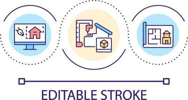 Software for architectural projects loop concept icon. Building technology. Accurate drawings abstract idea thin line illustration. Isolated outline drawing. Editable stroke vector