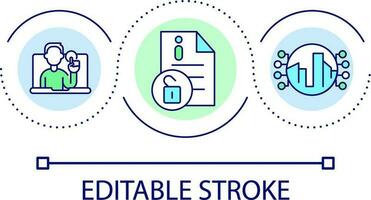 Open access to public information online loop concept icon. Internet network data. Digitalization abstract idea thin line illustration. Isolated outline drawing. Editable stroke vector