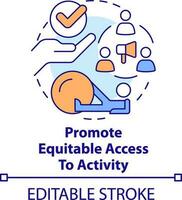 Promote equitable access to activity concept icon. Improving student mental health abstract idea thin line illustration. Isolated outline drawing. Editable stroke vector