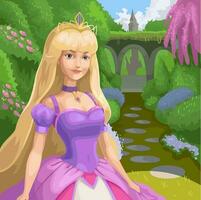 Beautiful Princess in the Royal Garden Palace vector