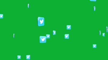 Twitter logo en boucle animation sur vert filtrer, conduire marque conscience avec social médias logo animation pour numérique commercialisation video