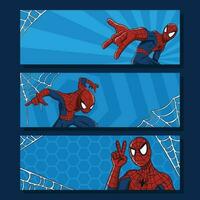 Spider Super Hero Horizontal Banner Set vector