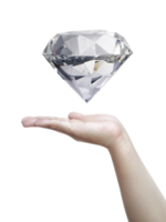 Mens hand- Holding diamant. Aan transparant achtergrond png