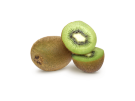 Ripe whole kiwi fruit and half kiwi fruit, transparent background png