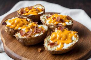 Loaded Potato Skins A Close Up Game Day Favorite. . photo