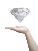 man hand holding diamond. on transparent background png