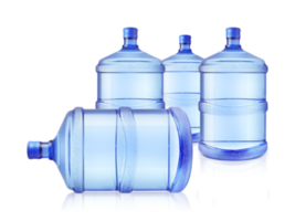 cuatro grande botellas de agua. transparente antecedentes png